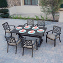 Brooklyn 7 Pc Aluminum Dining Set w/ 67 X 39 Inch Table in Multi Brown/Sesame by Darlee