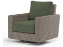 Sunset West Coronado Wicker Driftwood Swivel Patio Rocker with Sunbrella Canvas Flax Cushions