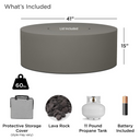 Covewood 41-in Round Aluminum Propane Fire Pit Table in Charcoal by BBQGuys Signature