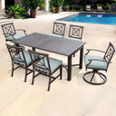 Atlantis 9 Pc Aluminum Dining Set w/ 71 X 40 Inch Extension Table & 2 Swivel Rockers in Walnut/Beige by Darlee