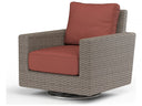 Sunset West Coronado Wicker Driftwood Swivel Patio Rocker with Sunbrella Canvas Flax Cushions