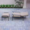 Elisabeth 2 Pc Cast Aluminum Seating Set w/ w/ Reclining Chair & Ottoman in Antique Bronze/Beige by Darlee