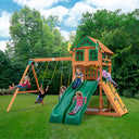 Outing w/ Dual Slides Swing Set - Wood Roof with Treehouse Windows