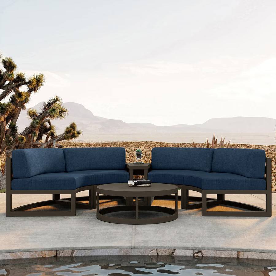 Lakeview Misty Cove 4-Piece Curved Sectional, Canvas Charcoal