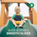 Outing w/ Dual Slides Swing Set - Wood Roof with Treehouse Windows