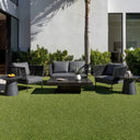 Luxury outdoor furniture lounge set with cushioned seating on a patio