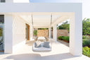 Renson Aero Infinity rotating louvered roof integrated over a villa terrace