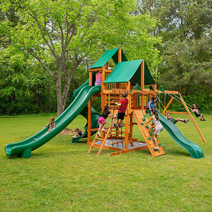 Great Skye II Swing Set with Deluxe Green Vinyl Canopy