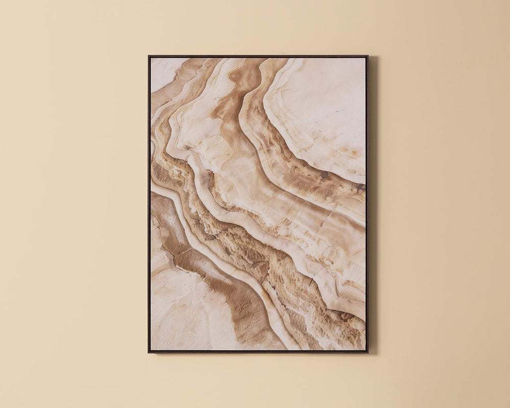 SUNPAN Access Route 40 x 54 inch abstract artwork with deep brown pine floater frame