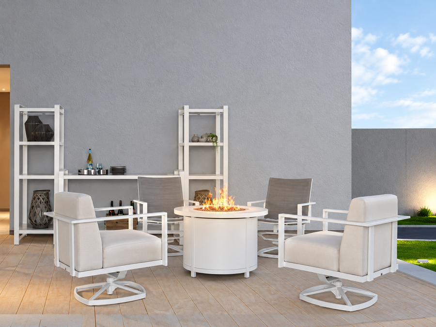 OW Lee Santorini 42″ Fire Table — Chat Height