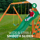 Outing Swing Set - Wood Roof w/ Tube Slide